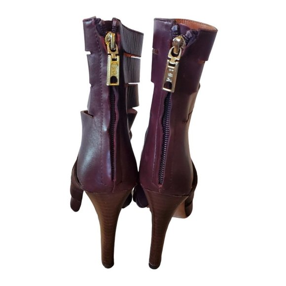 Rebecca Minkoff Sz 6 Debra Cutout Leather Bootie Caged Heels Brown Leather 3.75" - Picture 5 of 12